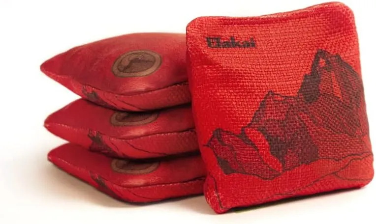 Elakai Cornhole Bags All Weather Dual Sided Slick and Stick Travel Size and Weight Set of 4 Red Lava 4 in x 4 in