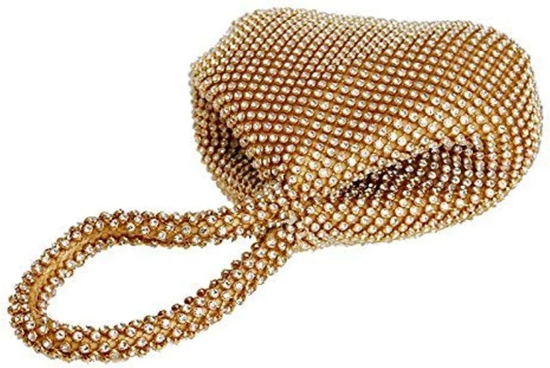 ele ELEOPTION Women Gold Evening Bag Women's Clutch Purse Bag Triangle Full Rhinestones Bags for Party Cocktail Wedding for 6.0inch Android IOS Phones