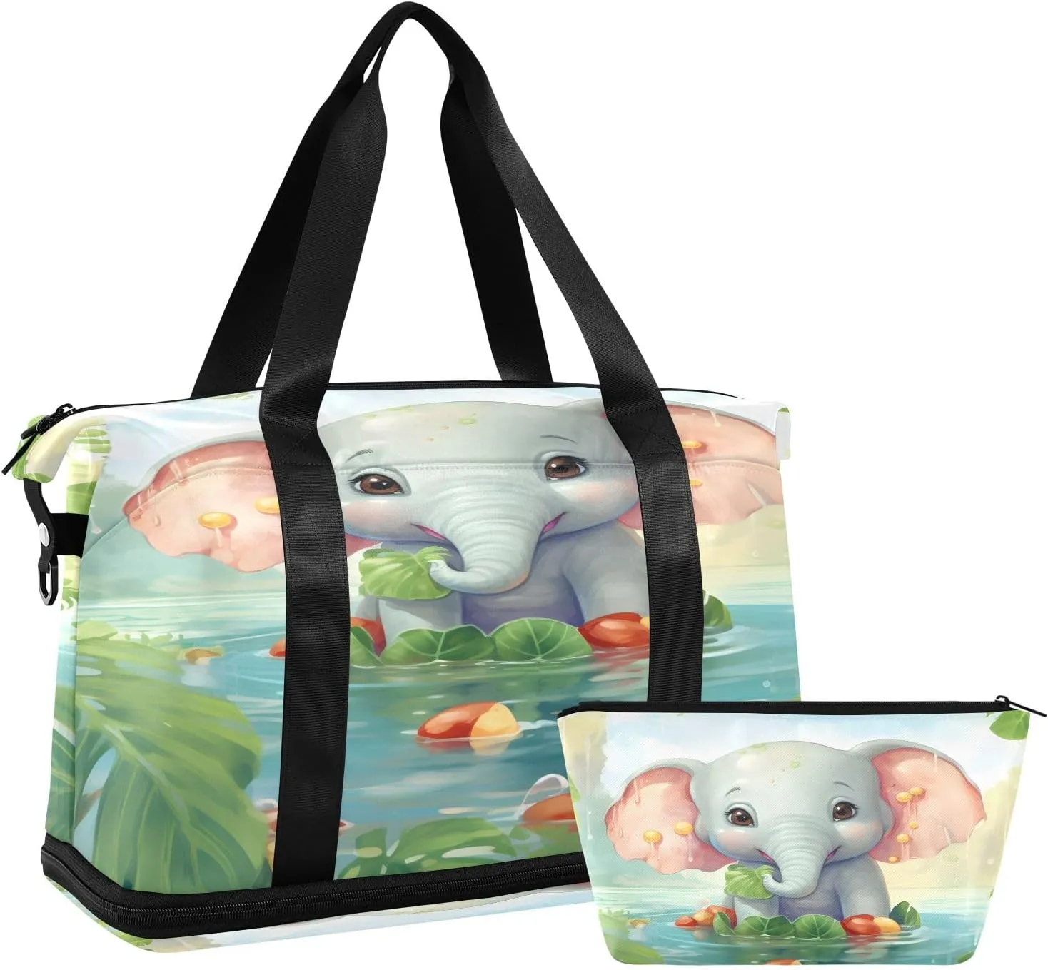 Elephant Travel Duffel Bag Gym Tote Bag for Sports Waterproof Carry On Weekender Bag with Compartment