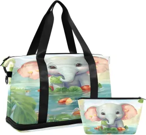 Elephant Travel Duffel Bag Gym Tote Bag for Sports Waterproof Carry On Weekender Bag with Compartment