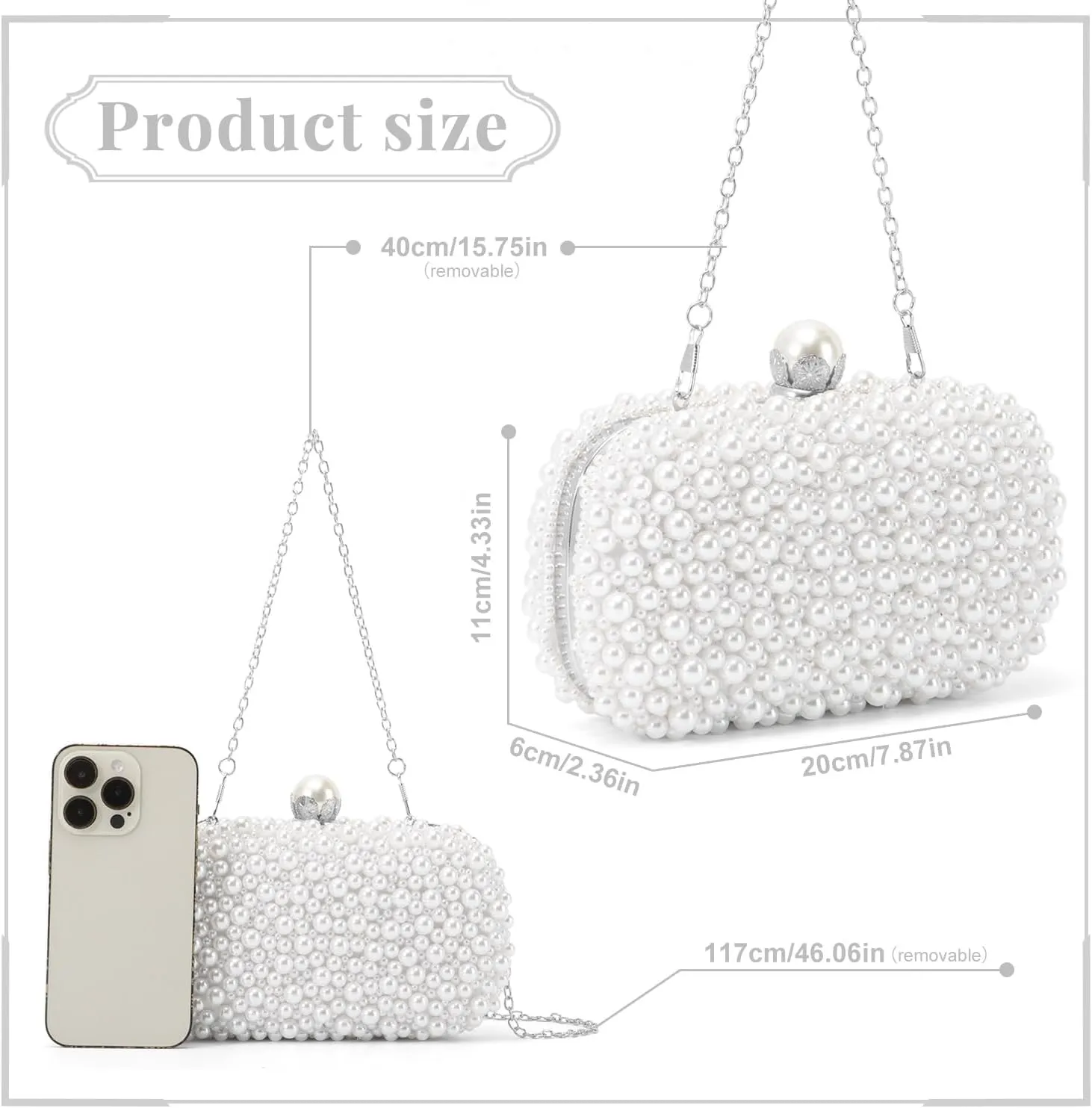 Emprier Women Pearl Evening Handbags Beaded Clutch Purses for Wedding Bridal Party Prom