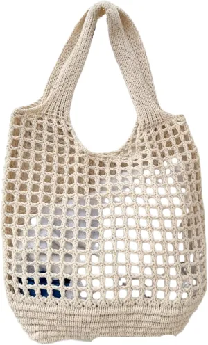 ENBEI Crochet Beach Bag - Women's Knit Shoulder Bags for Travel - Cute, Handmade Tote