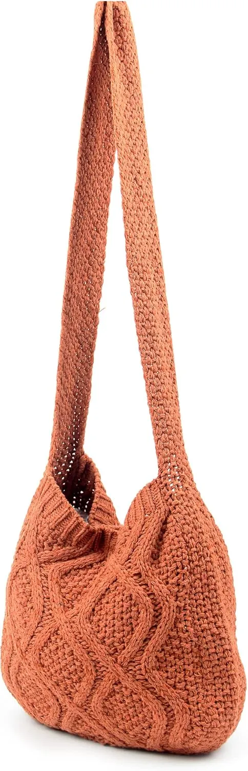 ENBEI Handmade Crochet Bag–Boho Chic Shoulder Bag, Aesthetic Kinted Bag,Cute Crossbody Bag,Beach, Shoppingor Daily Use