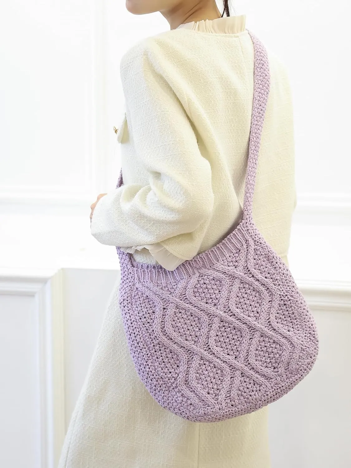 ENBEI Handmade Crochet Bag–Boho Chic Shoulder Bag, Aesthetic Kinted Bag,Cute Crossbody Bag,Beach, Shoppingor Daily Use