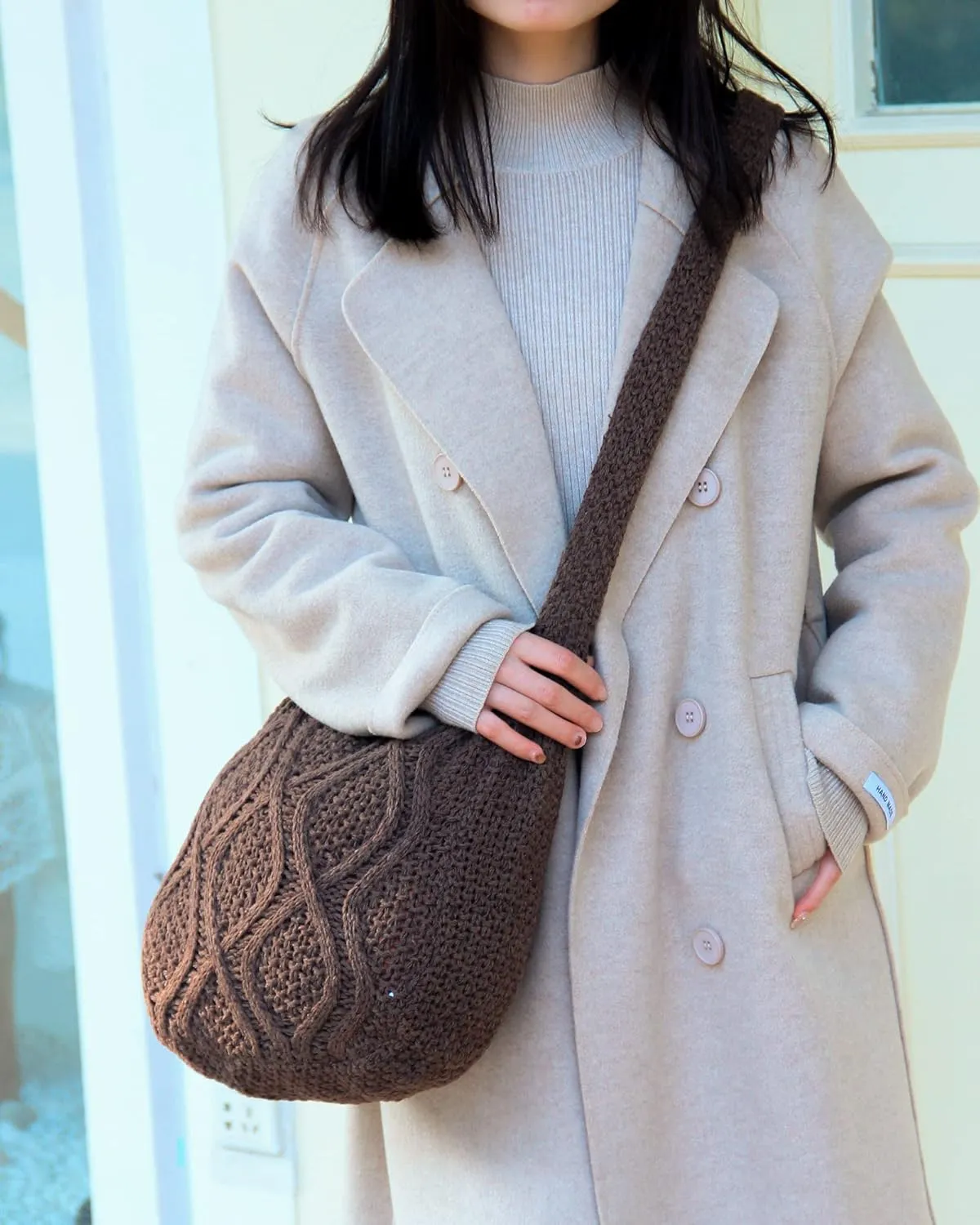 ENBEI Handmade Crochet Bag–Boho Chic Shoulder Bag, Aesthetic Kinted Bag,Cute Crossbody Bag,Beach, Shoppingor Daily Use