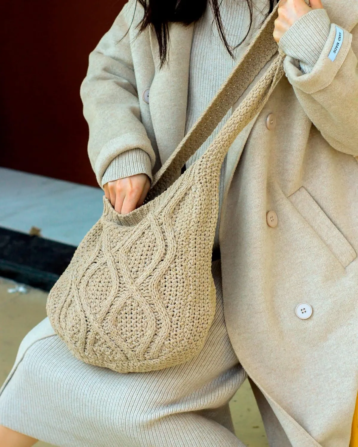 ENBEI Handmade Crochet Bag–Boho Chic Shoulder Bag, Aesthetic Kinted Bag,Cute Crossbody Bag,Beach, Shoppingor Daily Use
