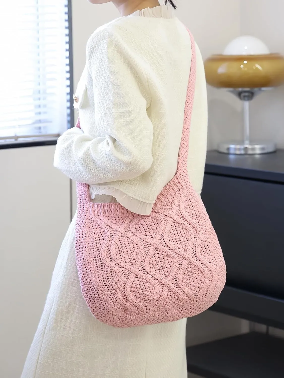 ENBEI Handmade Crochet Bag–Boho Chic Shoulder Bag, Aesthetic Kinted Bag,Cute Crossbody Bag,Beach, Shoppingor Daily Use