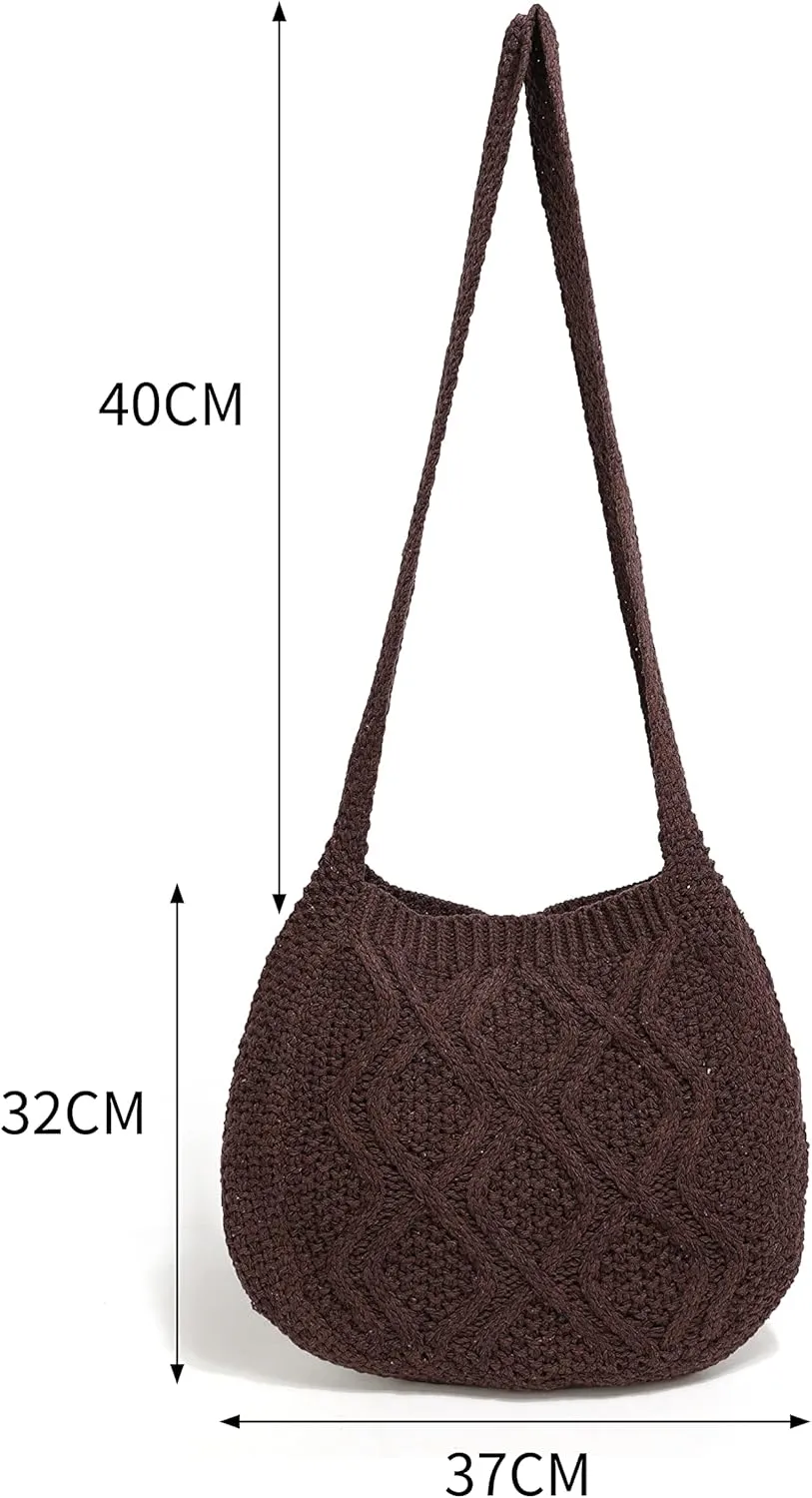 ENBEI Handmade Crochet Bag–Boho Chic Shoulder Bag, Aesthetic Kinted Bag,Cute Crossbody Bag,Beach, Shoppingor Daily Use