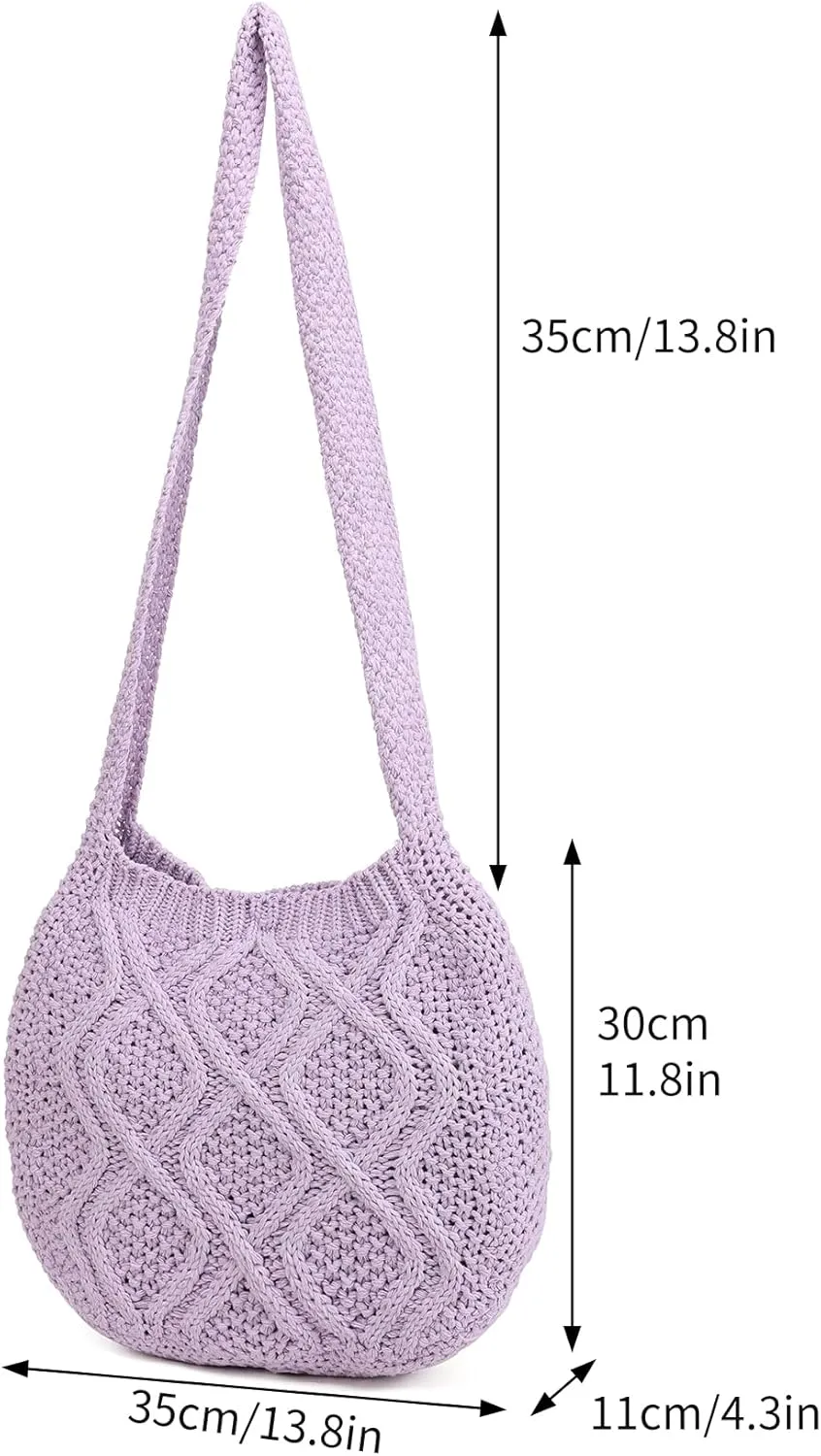 ENBEI Handmade Crochet Bag–Boho Chic Shoulder Bag, Aesthetic Kinted Bag,Cute Crossbody Bag,Beach, Shoppingor Daily Use