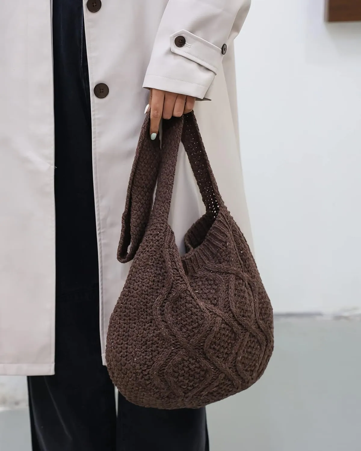 ENBEI Handmade Crochet Bag–Boho Chic Shoulder Bag, Aesthetic Kinted Bag,Cute Crossbody Bag,Beach, Shoppingor Daily Use