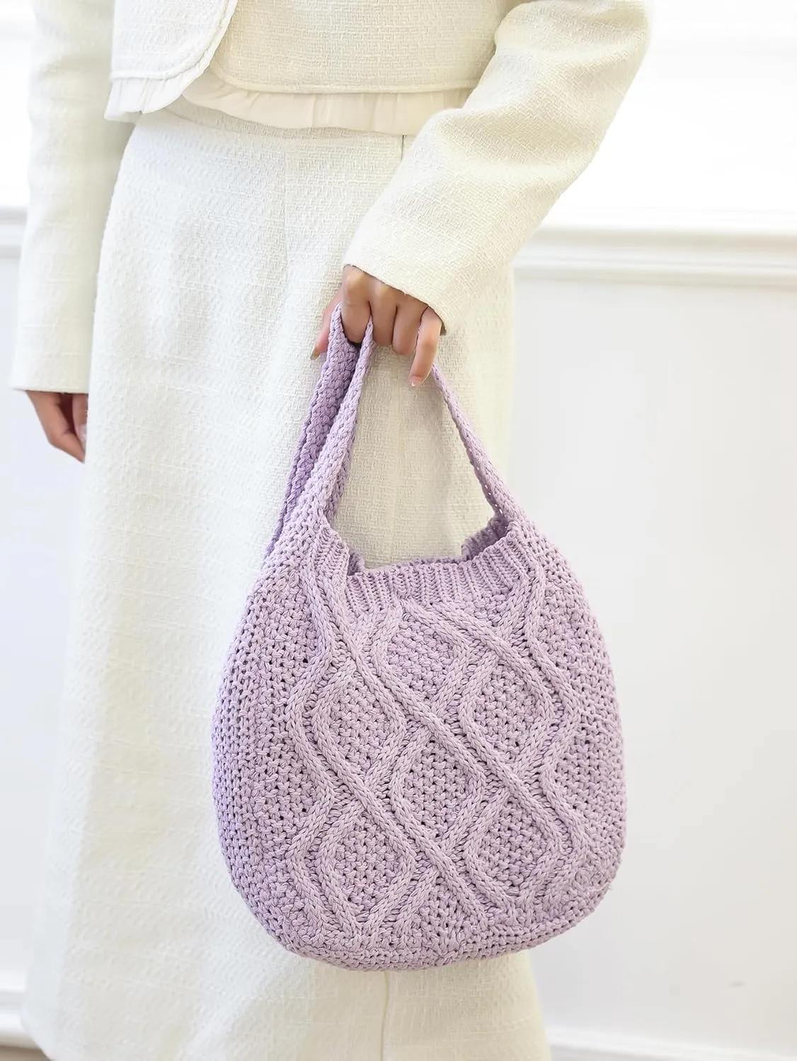ENBEI Handmade Crochet Bag–Boho Chic Shoulder Bag, Aesthetic Kinted Bag,Cute Crossbody Bag,Beach, Shoppingor Daily Use