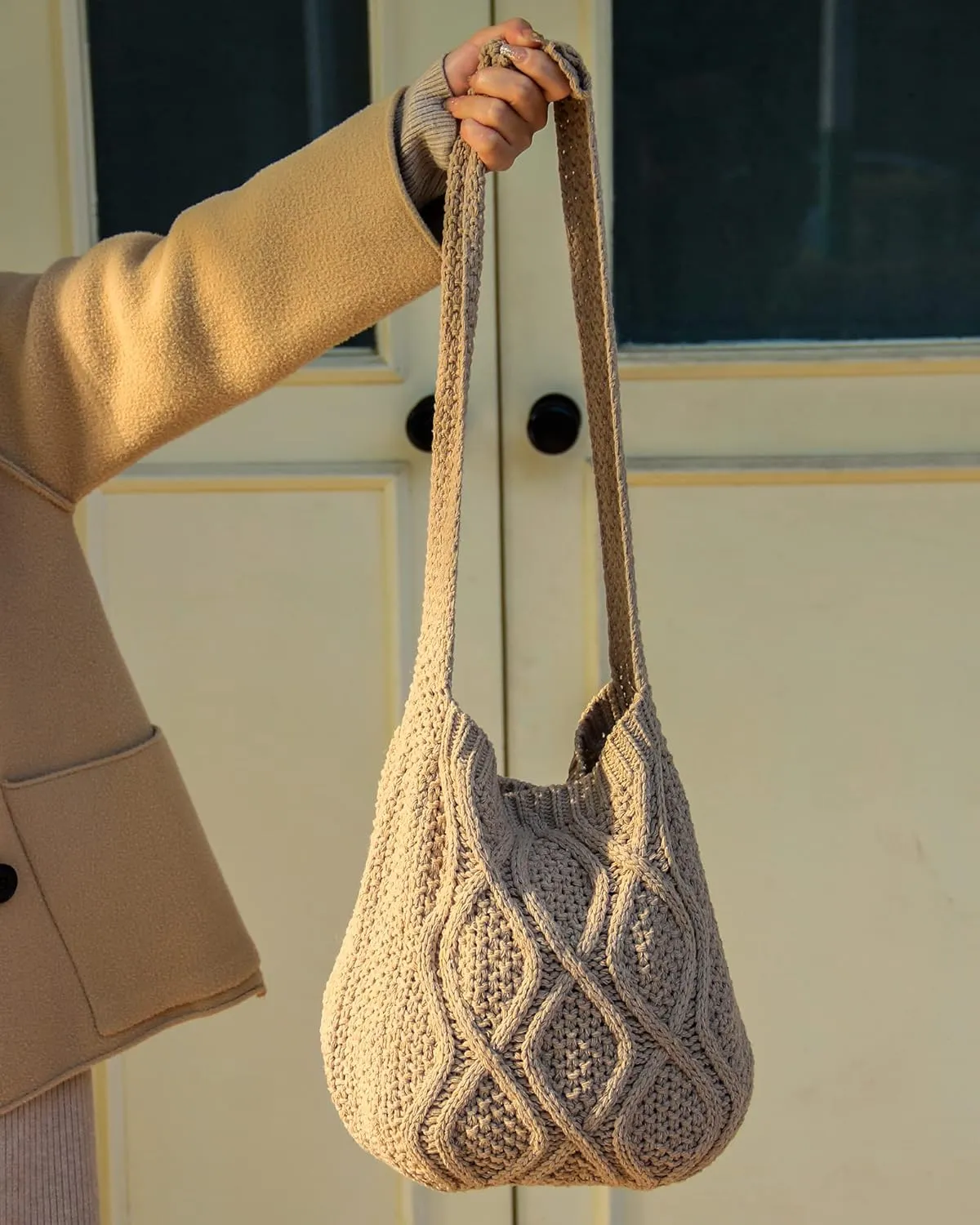ENBEI Handmade Crochet Bag–Boho Chic Shoulder Bag, Aesthetic Kinted Bag,Cute Crossbody Bag,Beach, Shoppingor Daily Use
