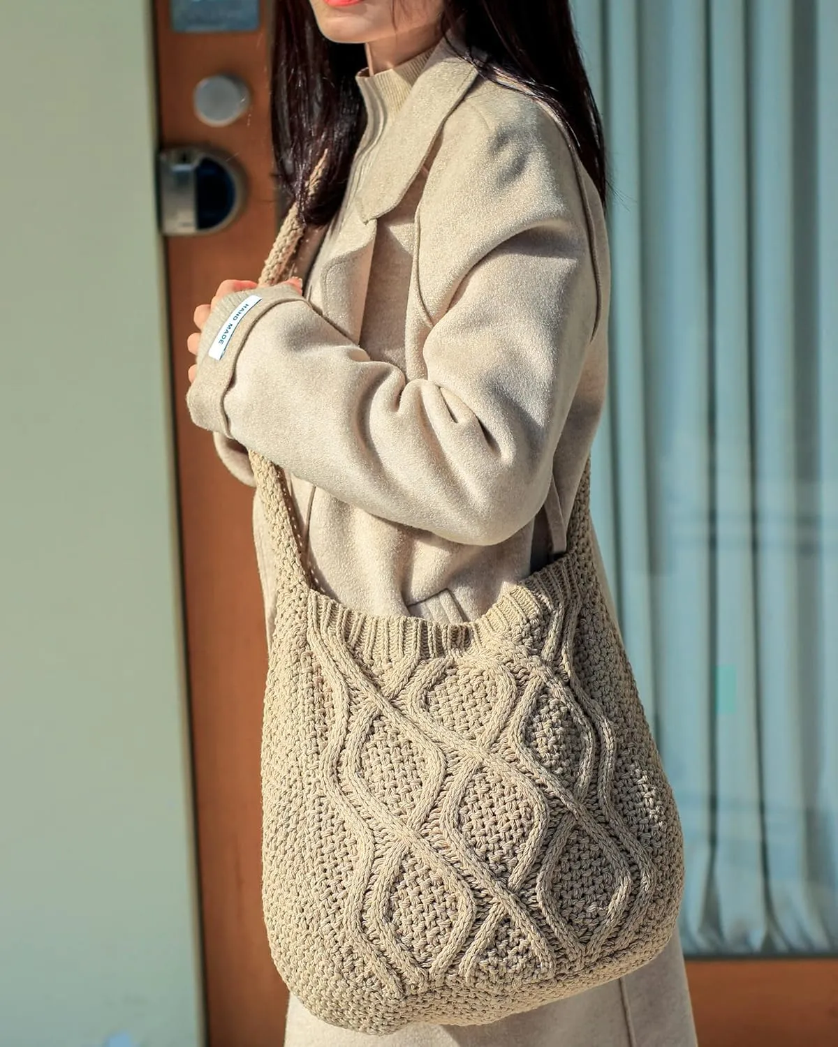 ENBEI Handmade Crochet Bag–Boho Chic Shoulder Bag, Aesthetic Kinted Bag,Cute Crossbody Bag,Beach, Shoppingor Daily Use