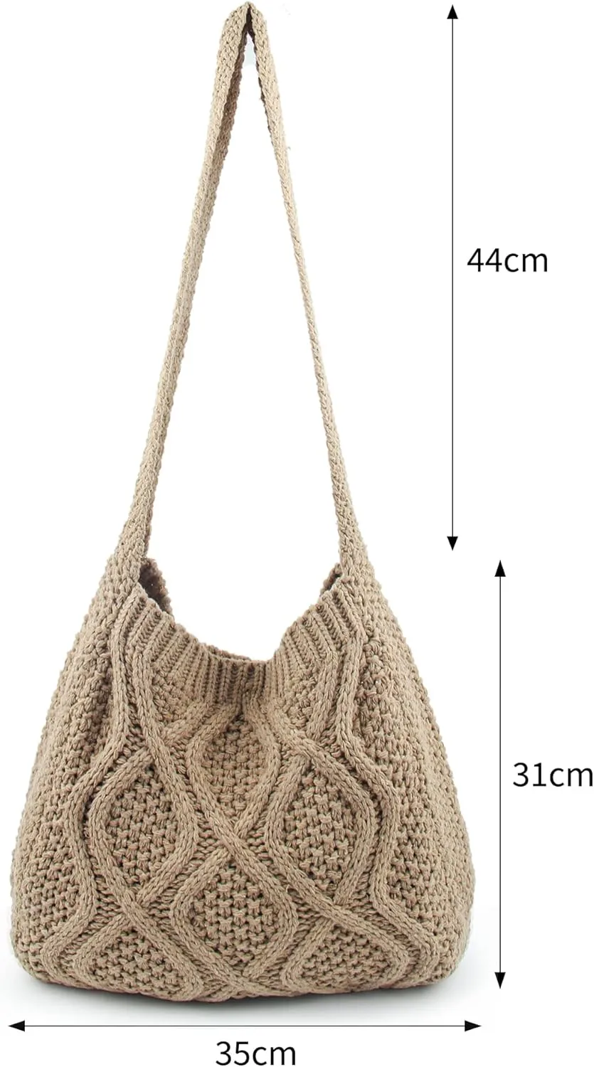 ENBEI Handmade Crochet Bag–Boho Chic Shoulder Bag, Aesthetic Kinted Bag,Cute Crossbody Bag,Beach, Shoppingor Daily Use