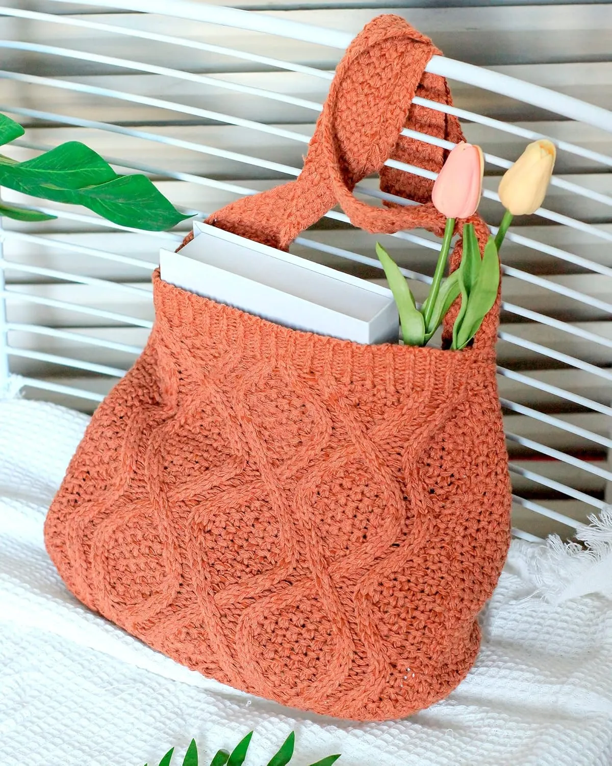 ENBEI Handmade Crochet Bag–Boho Chic Shoulder Bag, Aesthetic Kinted Bag,Cute Crossbody Bag,Beach, Shoppingor Daily Use