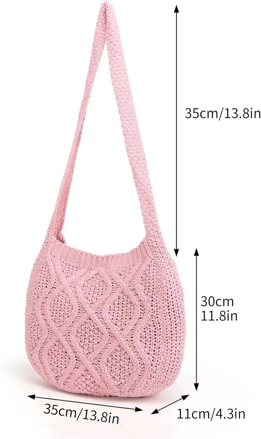 ENBEI Handmade Crochet Bag–Boho Chic Shoulder Bag, Aesthetic Kinted Bag,Cute Crossbody Bag,Beach, Shoppingor Daily Use