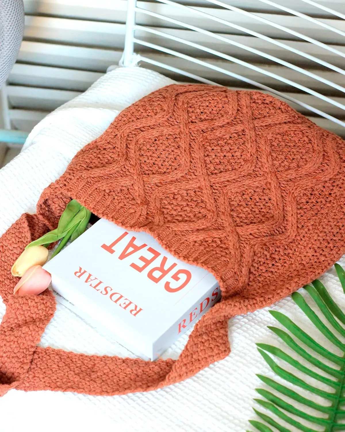 ENBEI Handmade Crochet Bag–Boho Chic Shoulder Bag, Aesthetic Kinted Bag,Cute Crossbody Bag,Beach, Shoppingor Daily Use