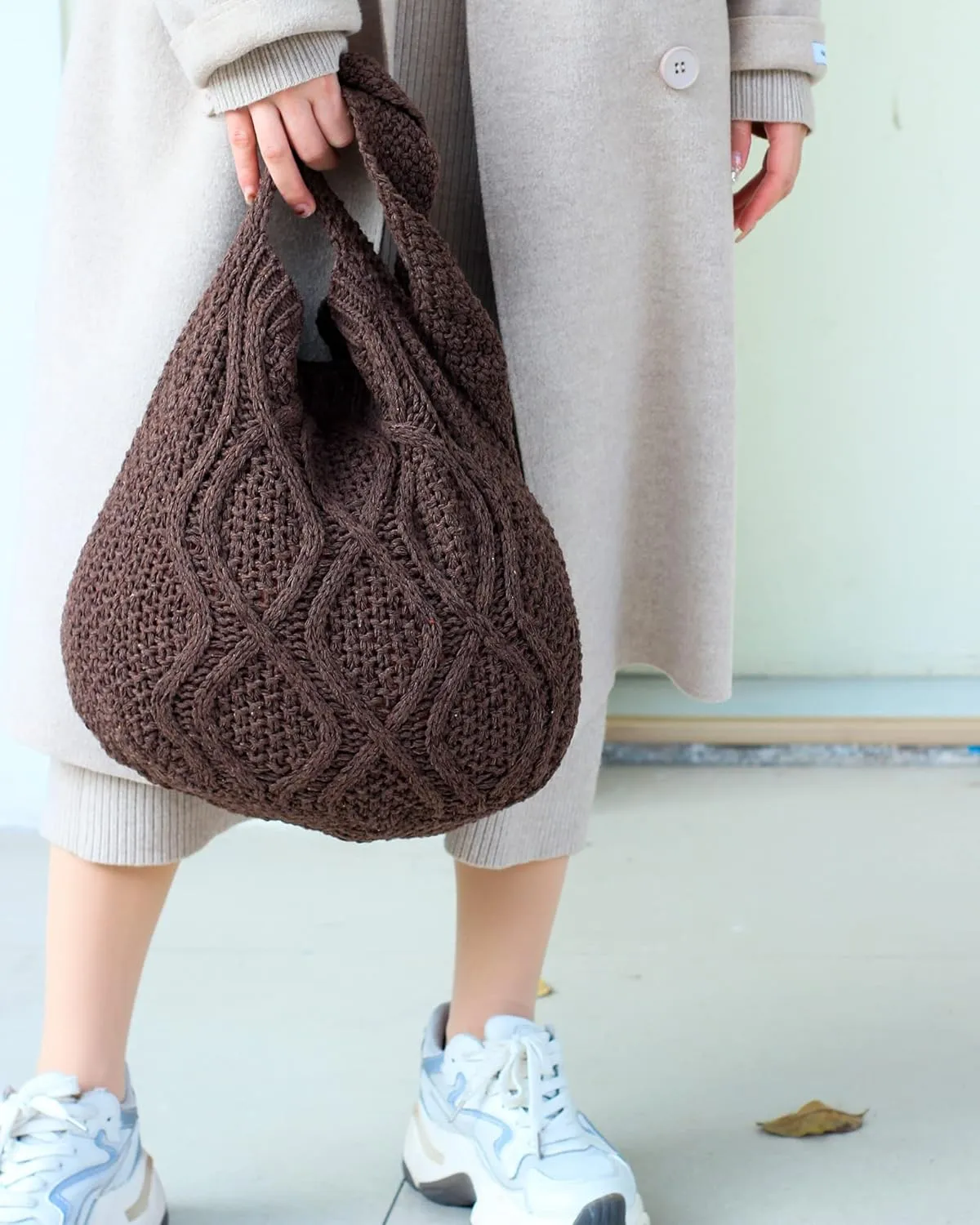 ENBEI Handmade Crochet Bag–Boho Chic Shoulder Bag, Aesthetic Kinted Bag,Cute Crossbody Bag,Beach, Shoppingor Daily Use