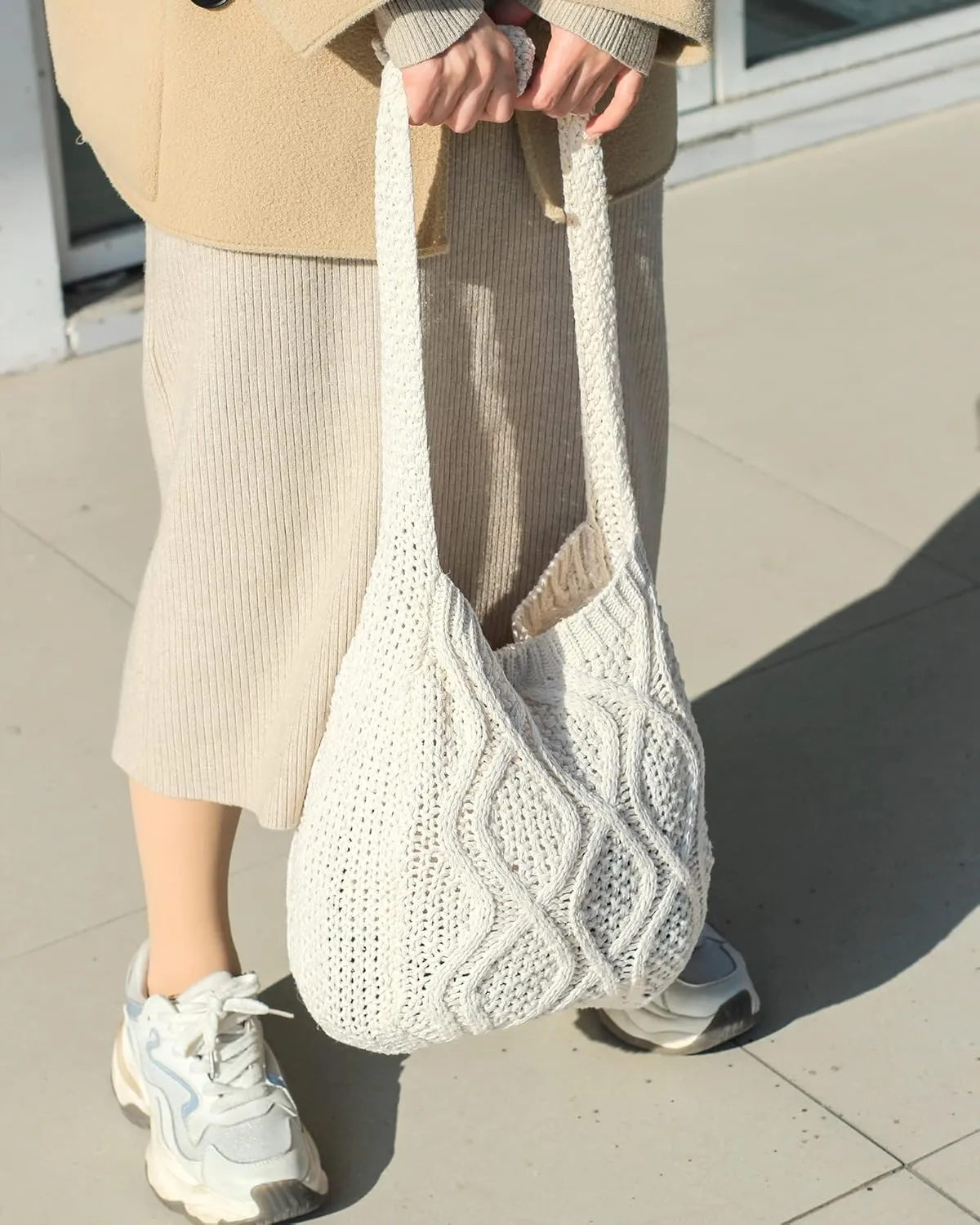 ENBEI Handmade Crochet Bag–Boho Chic Shoulder Bag, Aesthetic Kinted Bag,Cute Crossbody Bag,Beach, Shoppingor Daily Use