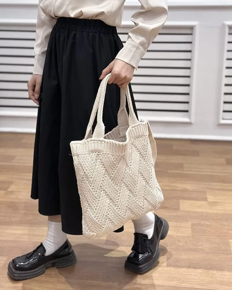 ENBEI Women's tote bags aesthetic Shoulder Handbags Hand crocheted Bags large Shoulder Shopping Bag large satchel cute Bag