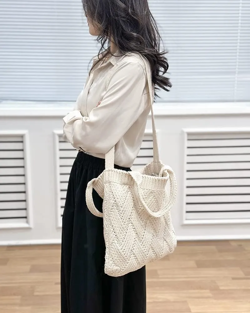 ENBEI Women's tote bags aesthetic Shoulder Handbags Hand crocheted Bags large Shoulder Shopping Bag large satchel cute Bag