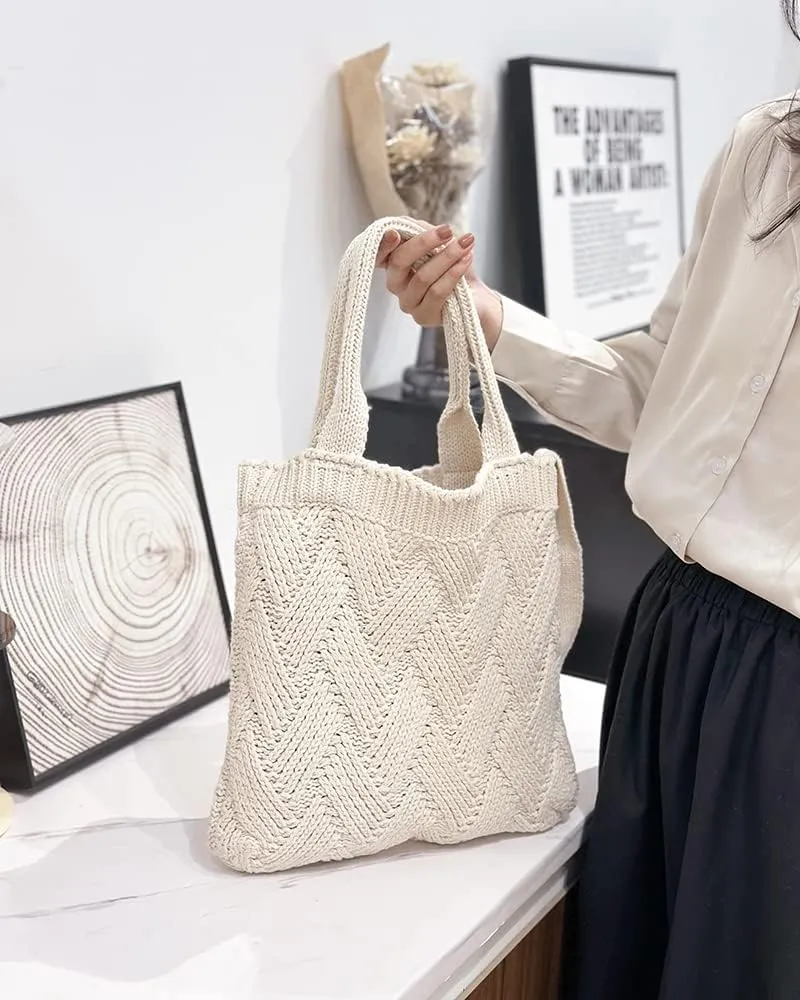 ENBEI Women's tote bags aesthetic Shoulder Handbags Hand crocheted Bags large Shoulder Shopping Bag large satchel cute Bag