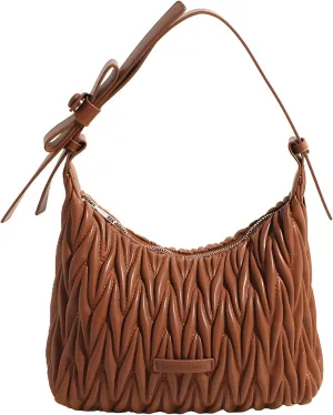 ENOPINK Crossbody Bags for Women Woven Ruched PU Leather Adjustable Strps Handbags Shoulder Hobo Bags Purses