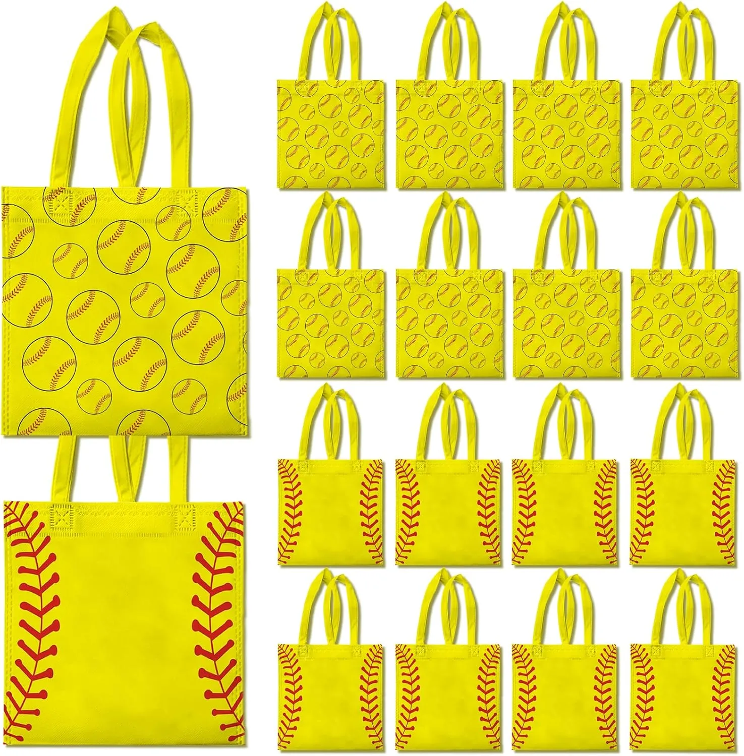 Ertyjikg 20 Pcs Softball Party Decorations Softball Goodie Favor Bags Softball Gift Bags Non-woven Bags Reusable for Softball Birthday Party Supplies
