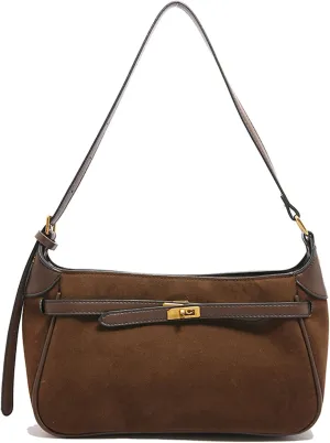 Eslcorri Women Small Shoulder Bag Faux Suede Ladies Hobo Purse Fall Elegant Everyday Handbag Cute Tote Bag Armpit Phone Purse