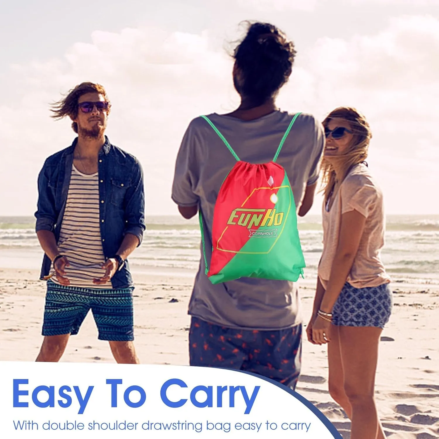 EunHo Dual Sided Cornhole Bags Regulation Set of 8 Professional Cornhole Bean Bags Slick and Stick for Tossing Game-All Weather