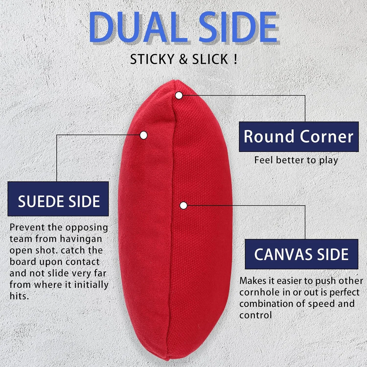 EunHo Dual Sided Cornhole Bags Regulation Set of 8 Professional Cornhole Bean Bags Slick and Stick for Tossing Game-All Weather