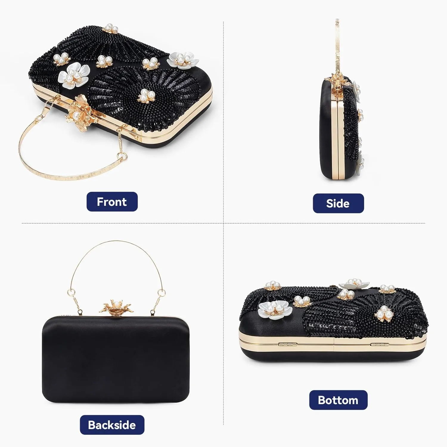 Evening Bag Clutch Purses for Women Beaded Sequin Peacock Party Handbag Wedding Purse