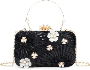 Evening Bag Clutch Purses for Women Beaded Sequin Peacock Party Handbag Wedding Purse