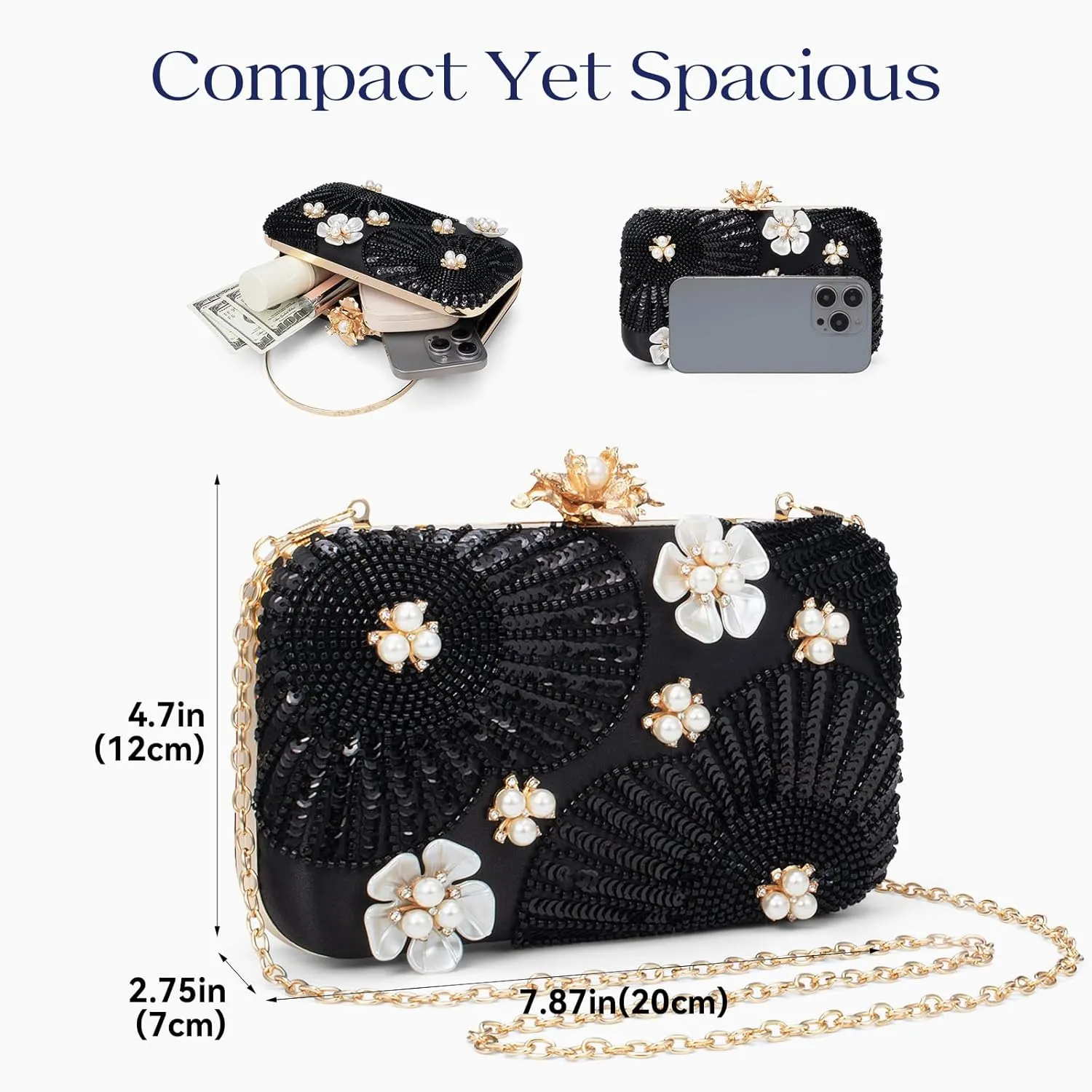 Evening Bag Clutch Purses for Women Beaded Sequin Peacock Party Handbag Wedding Purse