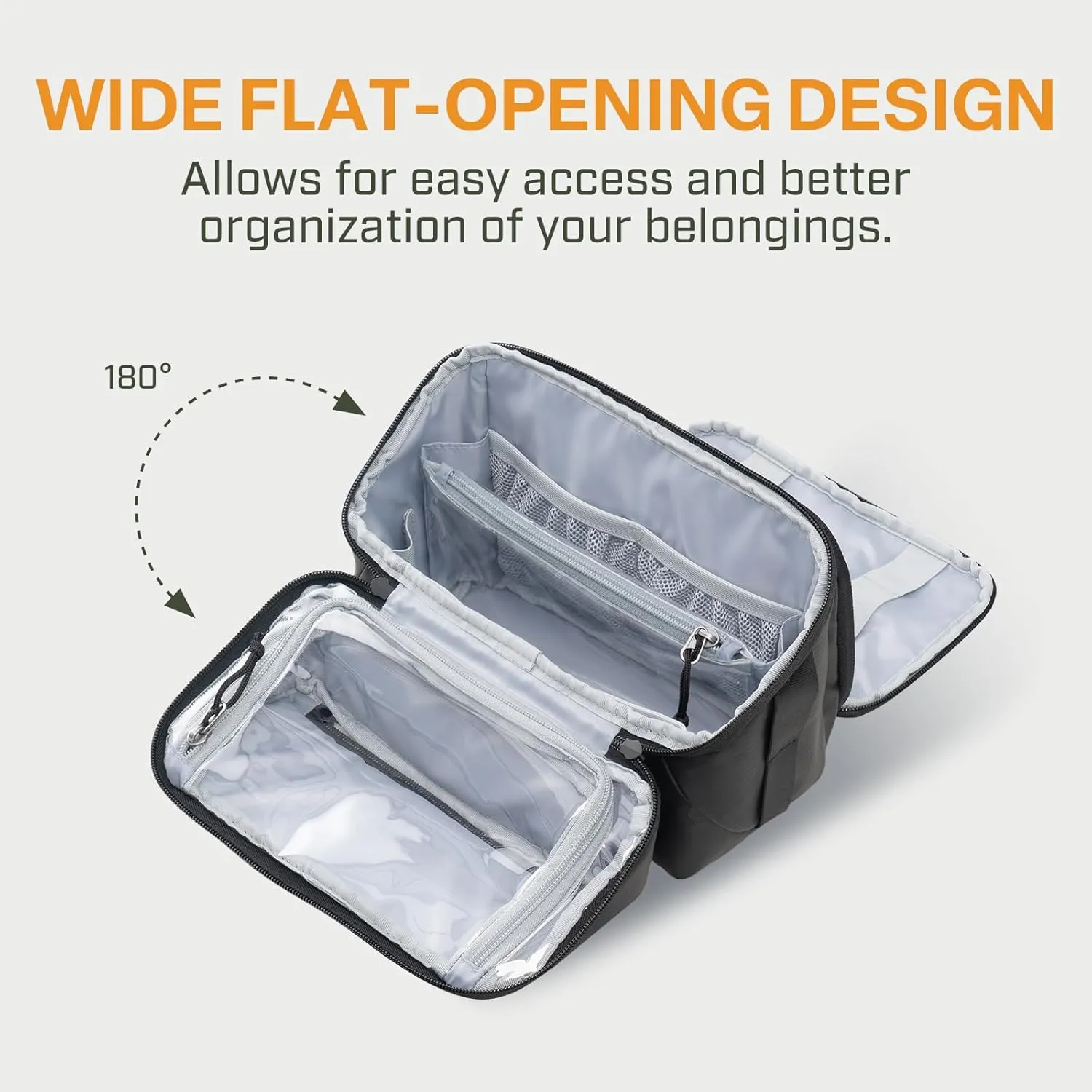 Everfun Compact Toiletry Bag for Men and Women Traveling, Wide Open Shaving Dopp Kit, Water Resistant Makeup Organizer Hygiene Bag with Wet Dry Compartment