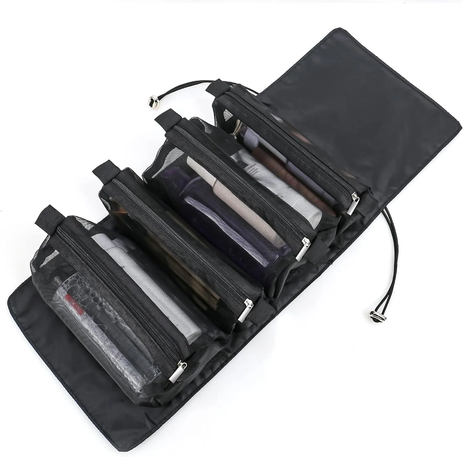 eWonLife Makeup Travel bag, Portable Toiletry Bag for Women, Detachable Cosmetic bag 4 in 1, Large Capacity Makeup Pouch, Waterproof and Breathable Makeup Case Organizer (Black)
