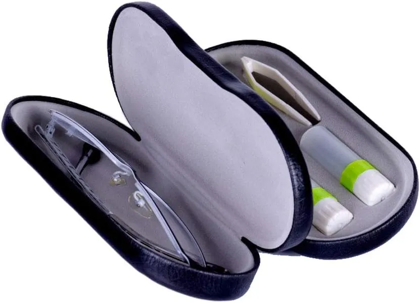 Eye Glasses Case and Contact Lens Case 2 in 1 Double Sided with Mirror Portable for Home Travel Kit