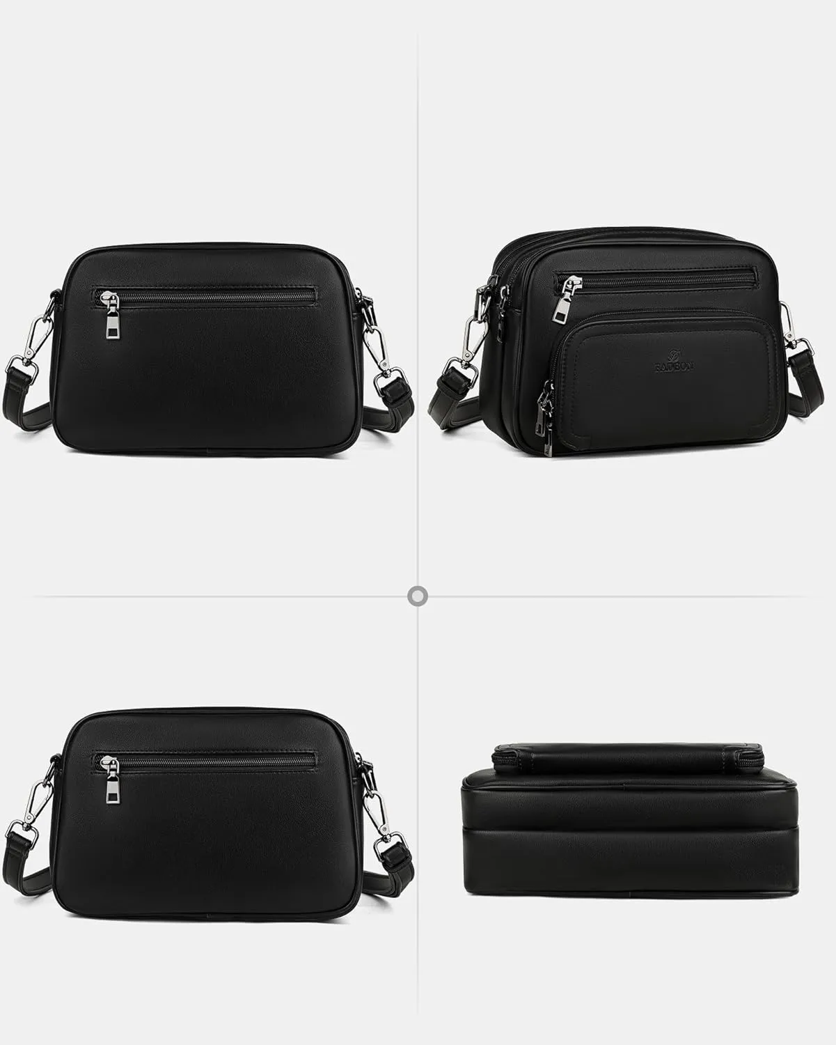FADEON Crossbody Bags for Women Multi-pocket Leather Crossbody Purses, Designer Shoulder Bag Adjustable Removable Strap
