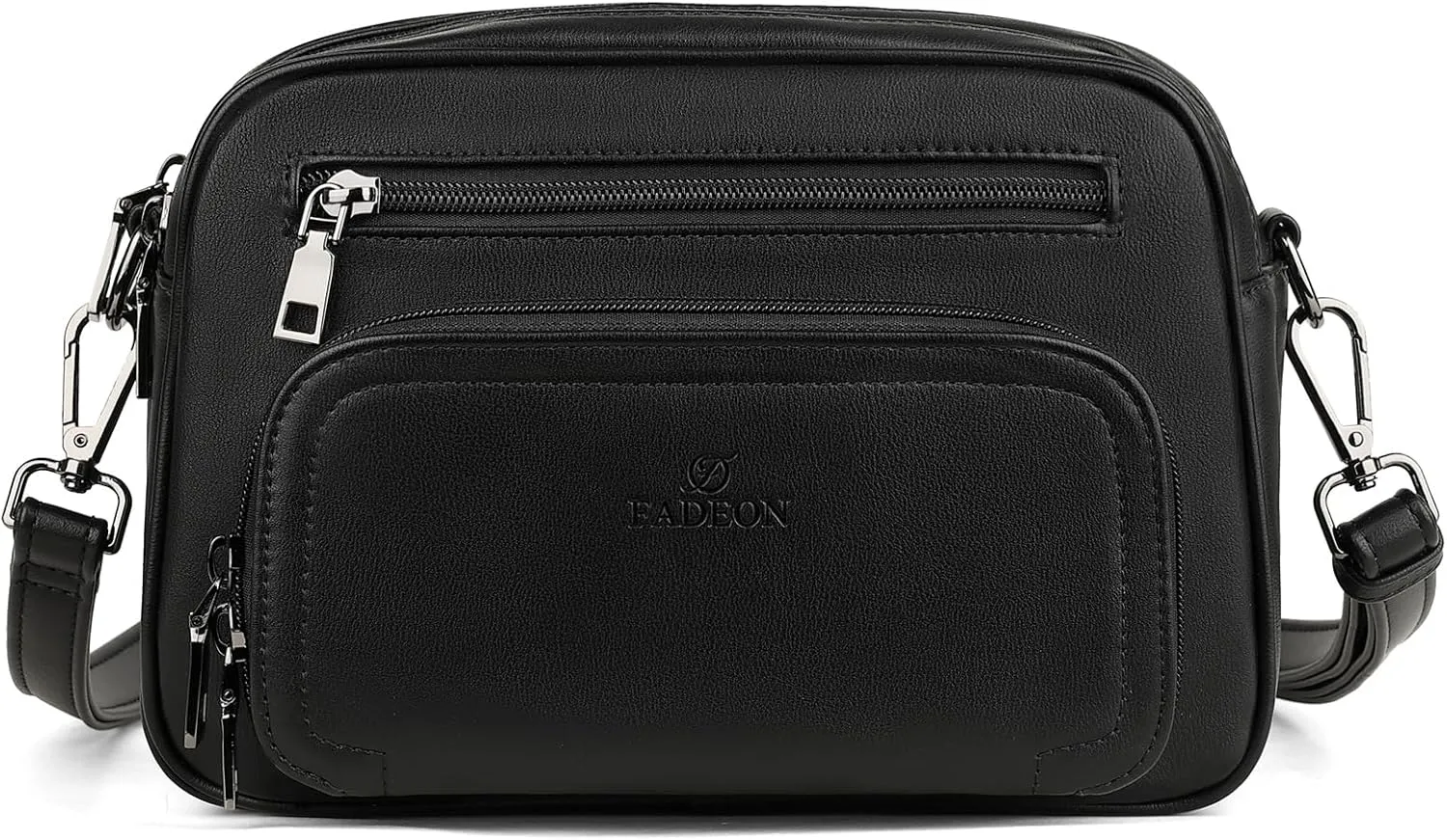 FADEON Crossbody Bags for Women Multi-pocket Leather Crossbody Purses, Designer Shoulder Bag Adjustable Removable Strap