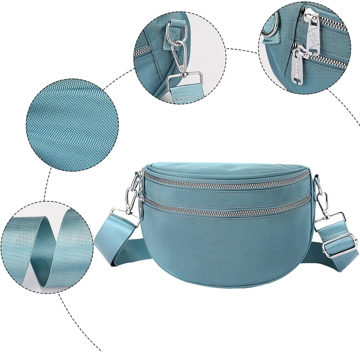 Fanny Packs for Women Cross Body Convertible Shoulder Bags with Wristlet for Work Hiking Essentials Bag(BU2)