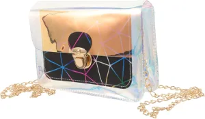 Fashion Clear Crossbody Bag for Women Stylish Geometric Pattern Shoulder Purse Lightweight and Compact Design for Concerts Parties and Everyday Use