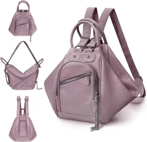 Fashion Leather Backpack Purse for Women Anti-theft Casual Shoulder Bag Ladies Satchel Bags Multipurpose Design Bucket Bags for Women Tote Handbag with Card Holder for Work Hiking Daily Use