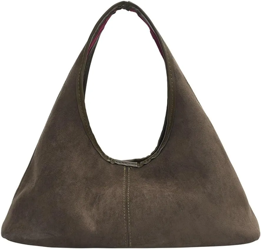 Fashionable Suede Crescent Shoulder Bag Fall Winter Underarm Hobo Tote Bags Work Purses Handbag Top Handle Bag for Women