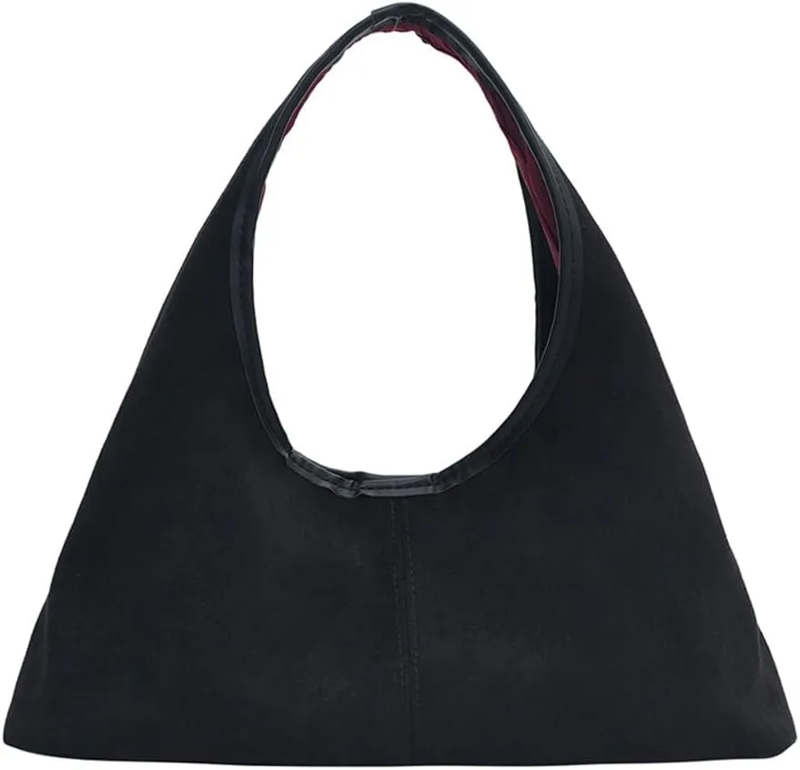 Fashionable Suede Crescent Shoulder Bag Fall Winter Underarm Hobo Tote Bags Work Purses Handbag Top Handle Bag for Women