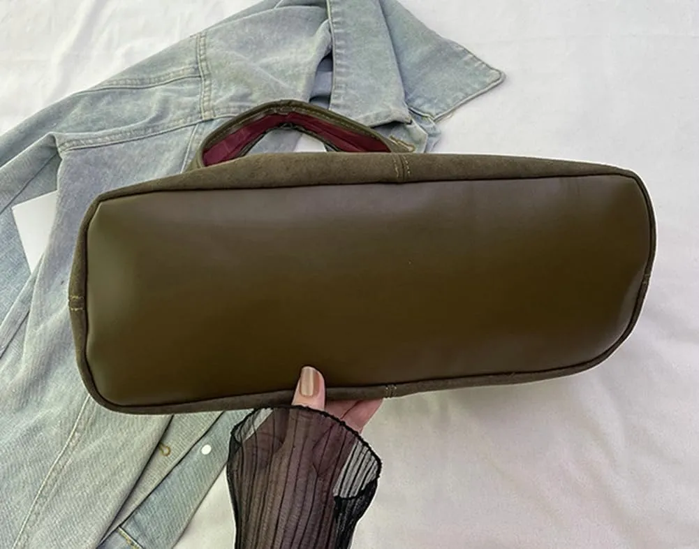 Fashionable Suede Crescent Shoulder Bag Fall Winter Underarm Hobo Tote Bags Work Purses Handbag Top Handle Bag for Women