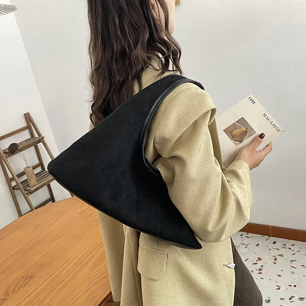 Fashionable Suede Crescent Shoulder Bag Fall Winter Underarm Hobo Tote Bags Work Purses Handbag Top Handle Bag for Women