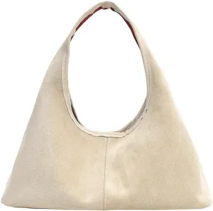 Fashionable Suede Crescent Shoulder Bag Fall Winter Underarm Hobo Tote Bags Work Purses Handbag Top Handle Bag for Women