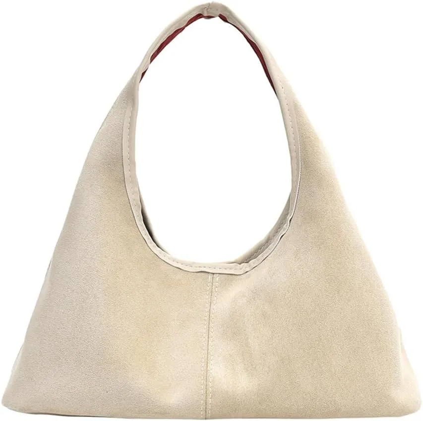 Fashionable Suede Crescent Shoulder Bag Fall Winter Underarm Hobo Tote Bags Work Purses Handbag Top Handle Bag for Women