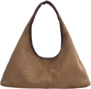 Fashionable Suede Crescent Shoulder Bag Fall Winter Underarm Hobo Tote Bags Work Purses Handbag Top Handle Bag for Women