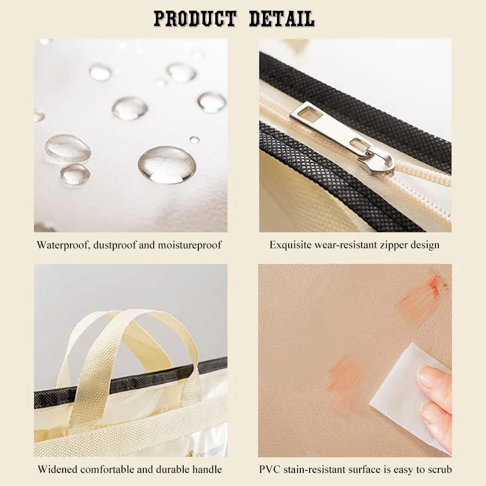 fazhongfa 2PCS Dust Bags for Handbags Clear Purse Storage Organizer Non-Woven Hanging Bag Closet with Zipper and Handle (Medium, Cream Color)